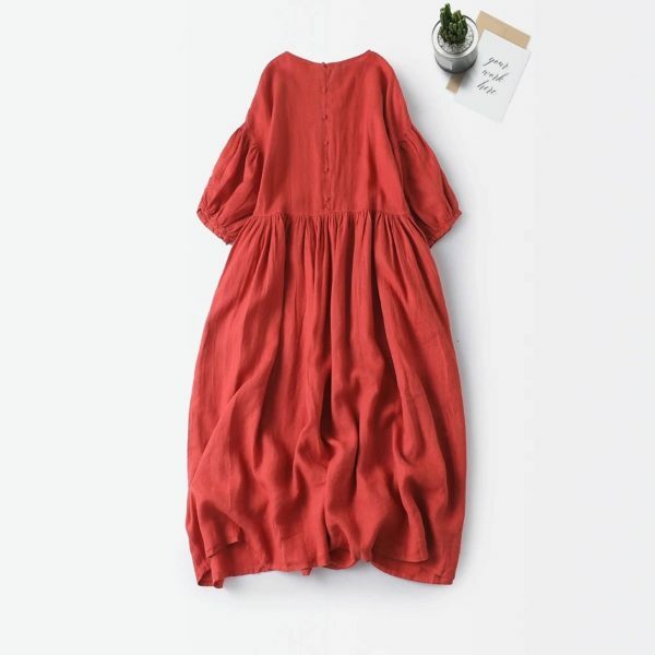 Y2K Streetwear Cotton Linen Midi Dress for Women