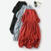 Y2K Streetwear Cotton Linen Midi Dress for Women