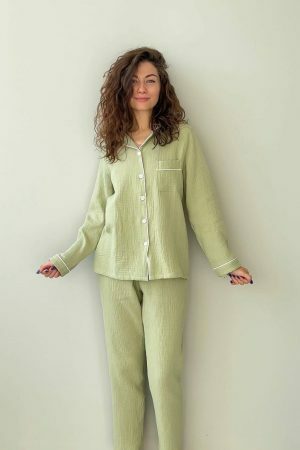 Y2K Streetwear Cotton Pajama Set | Soft Long-Sleeve Home Attire | Women's Two-Piece Outfit