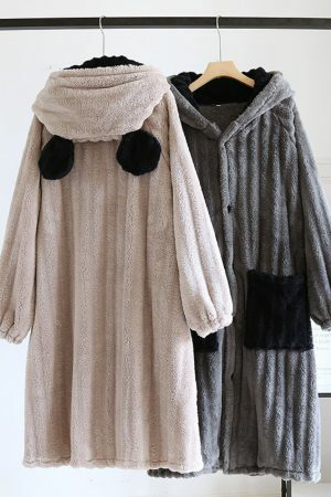 Y2K Streetwear Couple Robes Set | Unisex Flannel Bathrobe | Long Home Robe | Gift