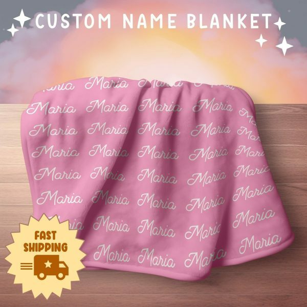 Y2K Streetwear Custom Name Minky Plush Blanket - Family Throw & Baby Gift