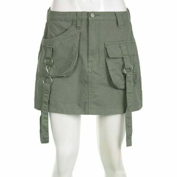 Y2K Streetwear Denim Cargo Mini Skirts