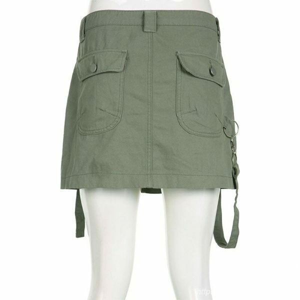 Y2K Streetwear Denim Cargo Mini Skirts