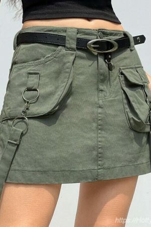 Y2K Streetwear Denim Cargo Mini Skirts