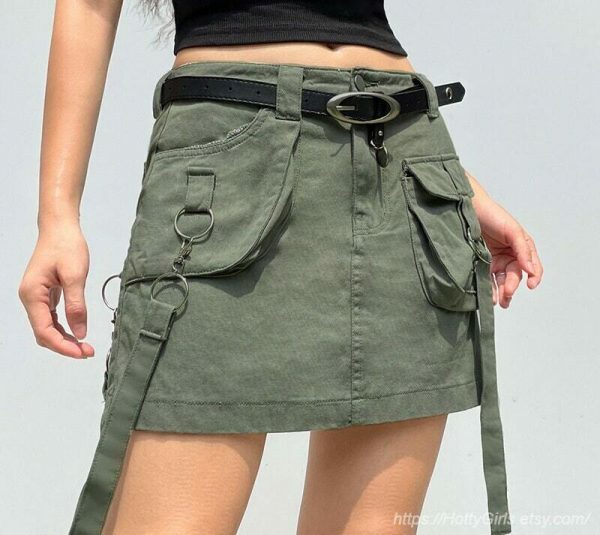 Y2K Streetwear Denim Cargo Mini Skirts