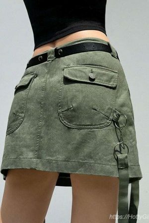 Y2K Streetwear Denim Cargo Mini Skirts