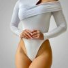 Y2K Streetwear Double Layered Cut Out Mock Neck Bodysuit