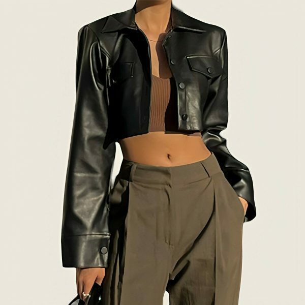 Y2K Streetwear Faux Leather Short Jacket for Women