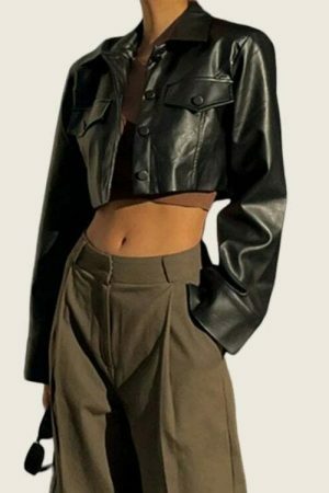 Y2K Streetwear Faux Leather Short Jacket for Women