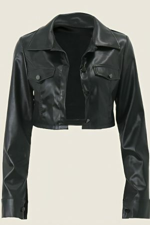 Y2K Streetwear Faux Leather Short Jacket for Women