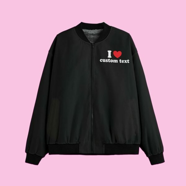 Y2K Streetwear Fleece Bomber Jacket with Custom Text