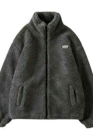 Y2K Streetwear Fleece Jacket for Winter Warmth