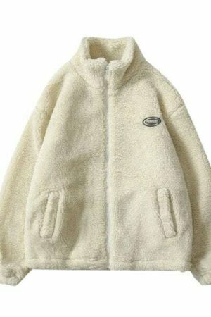 Y2K Streetwear Fleece Jacket for Winter Warmth