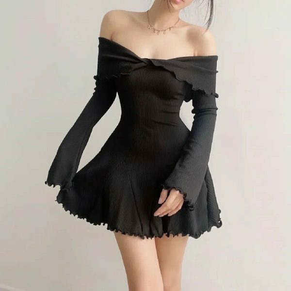 Y2K Streetwear Frilly Off-Shoulder Dress