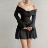 Y2K Streetwear Frilly Off-Shoulder Dress