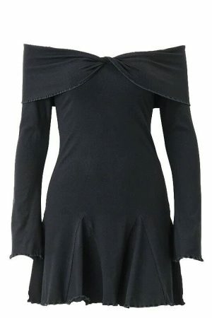 Y2K Streetwear Frilly Off-Shoulder Dress