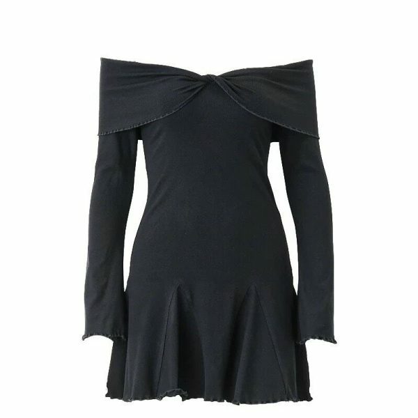 Y2K Streetwear Frilly Off-Shoulder Dress