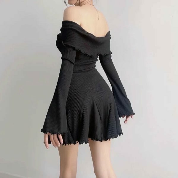 Y2K Streetwear Frilly Off-Shoulder Dress