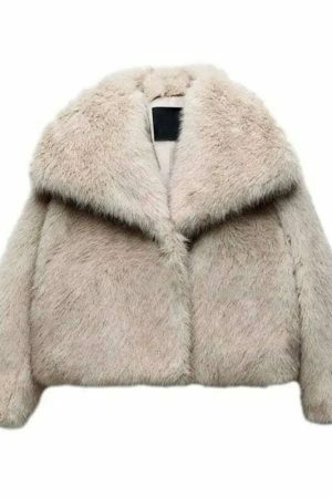 Y2K Streetwear Fur Coat for Women - Cropped Fluffy Jacket