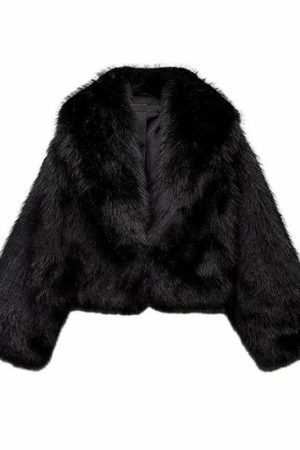 Y2K Streetwear Fur Coat for Women - Cropped Fluffy Jacket