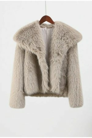 Y2K Streetwear Fur Coat for Women - Cropped Fluffy Jacket