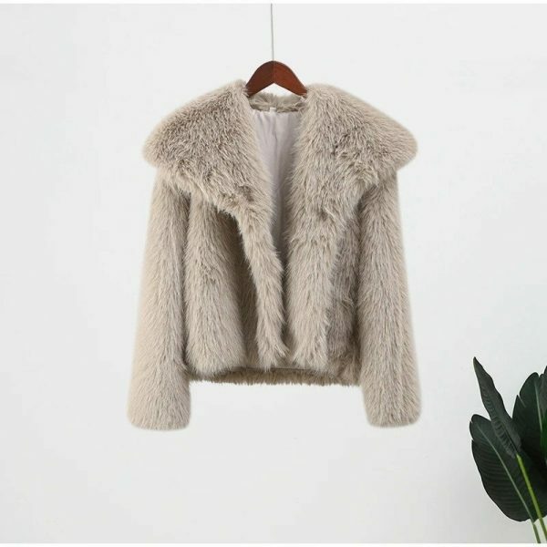 Y2K Streetwear Fur Coat for Women - Cropped Fluffy Jacket