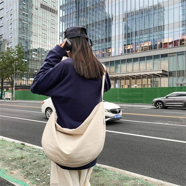 Y2K Streetwear Half Moon Nylon Crescent Crossbody Saddle Messenger Sling Canvas Bag