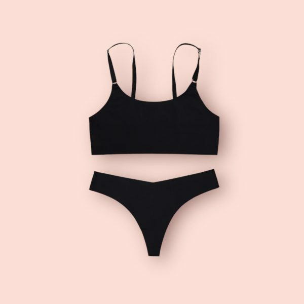 Y2K Streetwear Ice Silk Bra Set with Sexy Thong