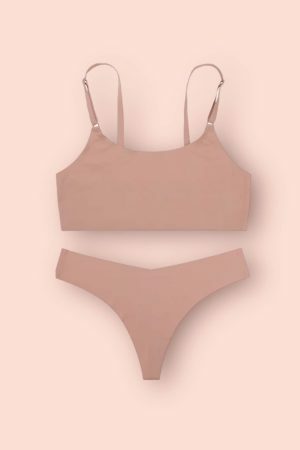 Y2K Streetwear Ice Silk Bra Set with Sexy Thong