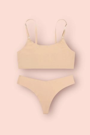 Y2K Streetwear Ice Silk Bra Set with Sexy Thong