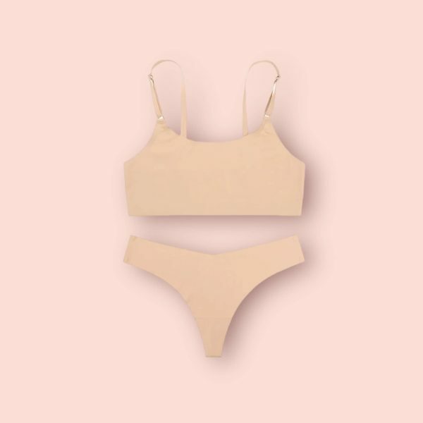 Y2K Streetwear Ice Silk Bra Set with Sexy Thong