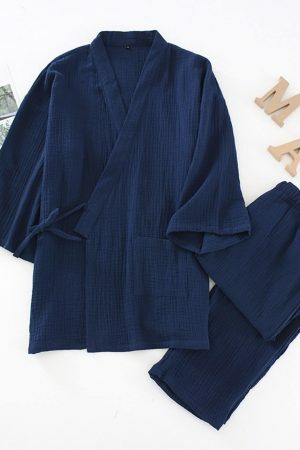 Y2K Streetwear Kimono Pajama Set for Couples - Cotton Loose V-Neck Sleepwear