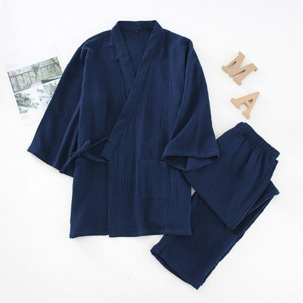 Y2K Streetwear Kimono Pajama Set for Couples - Cotton Loose V-Neck Sleepwear