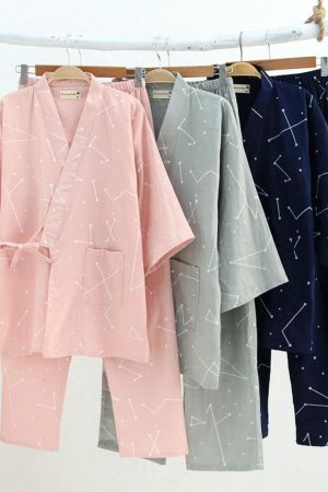 Y2K Streetwear Kimono Pajama Set for Couples