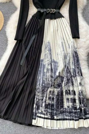 Y2K Streetwear Knit Maxi Dress for Women