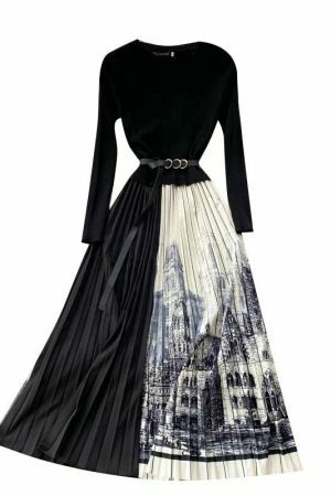 Y2K Streetwear Knit Maxi Dress for Women