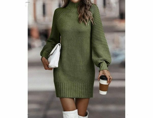 Y2K Streetwear Knit Turtleneck Sweater Dress - Stylish Mini Dress