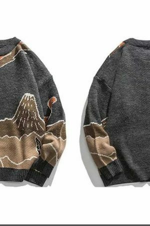 Y2K Streetwear Knitted Dinosaur Sweater