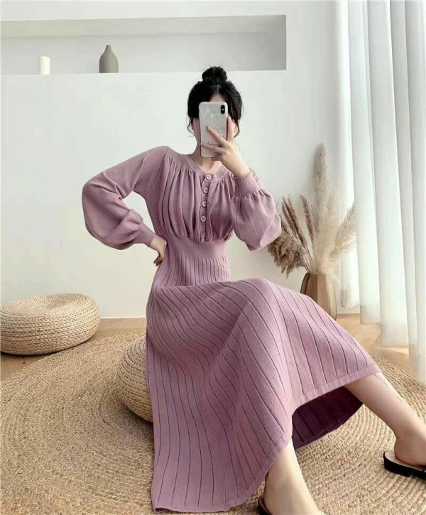 Y2K Streetwear Knitted Midi Dress for Women