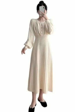 Y2K Streetwear Knitted Midi Dress for Women