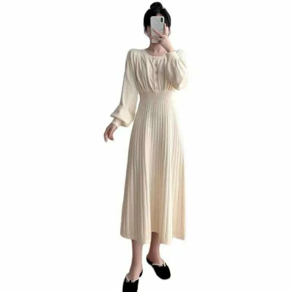 Y2K Streetwear Knitted Midi Dress for Women