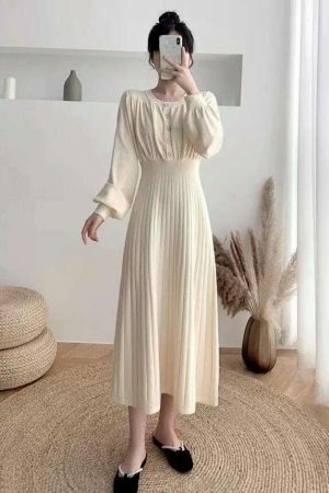 Y2K Streetwear Knitted Midi Dress for Women