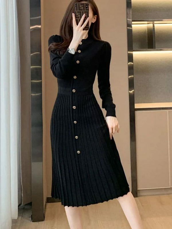 Y2K Streetwear Knitted Sweater Dress for Women - Winter Long Clothing