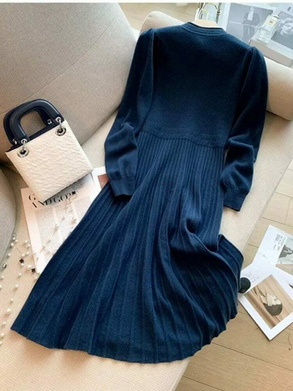 Y2K Streetwear Knitted Sweater Dress for Women - Winter Long Clothing