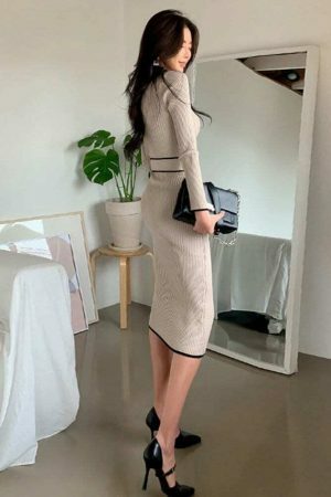 Y2K Streetwear Knitted Sweater Dress for Women