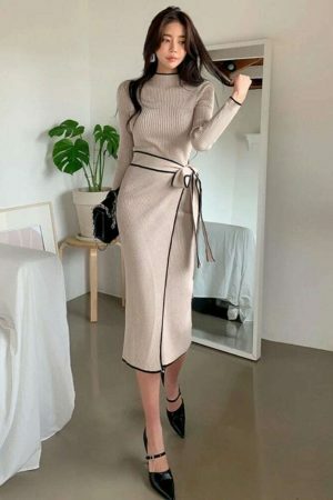 Y2K Streetwear Knitted Sweater Dress for Women