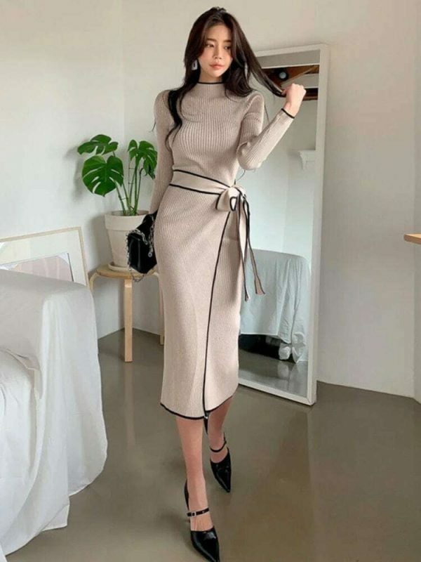 Y2K Streetwear Knitted Sweater Dress for Women