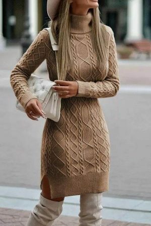 Y2K Streetwear Knitted Sweater Dress with Long Sleeves