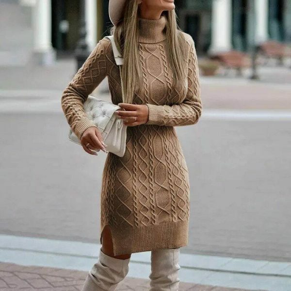 Y2K Streetwear Knitted Sweater Dress with Long Sleeves