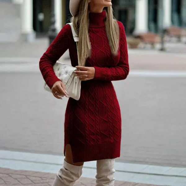 Y2K Streetwear Knitted Sweater Dress with Long Sleeves